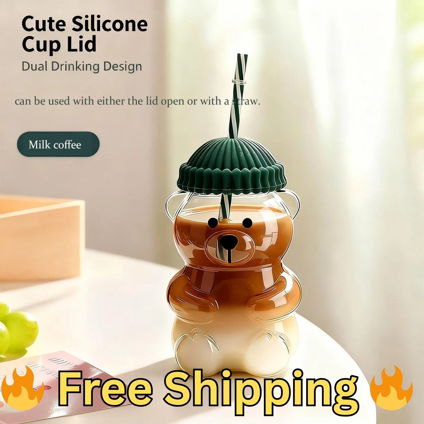 🔥 Buy One Get One Free 🔥 Star-bucks-2026 Barista Bear Glass Cup Coffee Mug Limited Edition