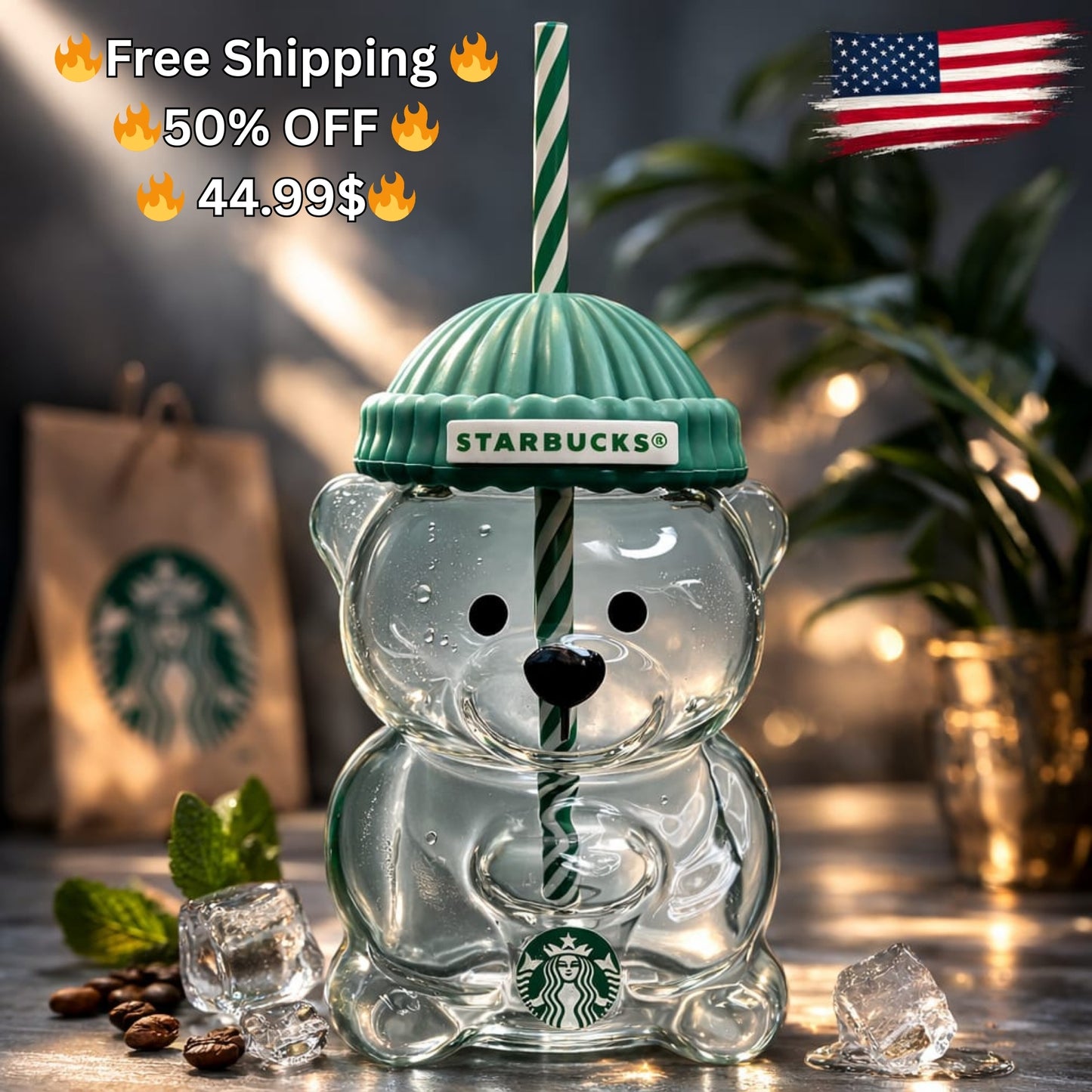 🔥 Limited Time Offer 🔥 50% OFF 🔥 Free Shipping 🔥 Premium Quality 2026 Glass Starbucks Bearista Bear Cold Cup Holiday Limited Edition.