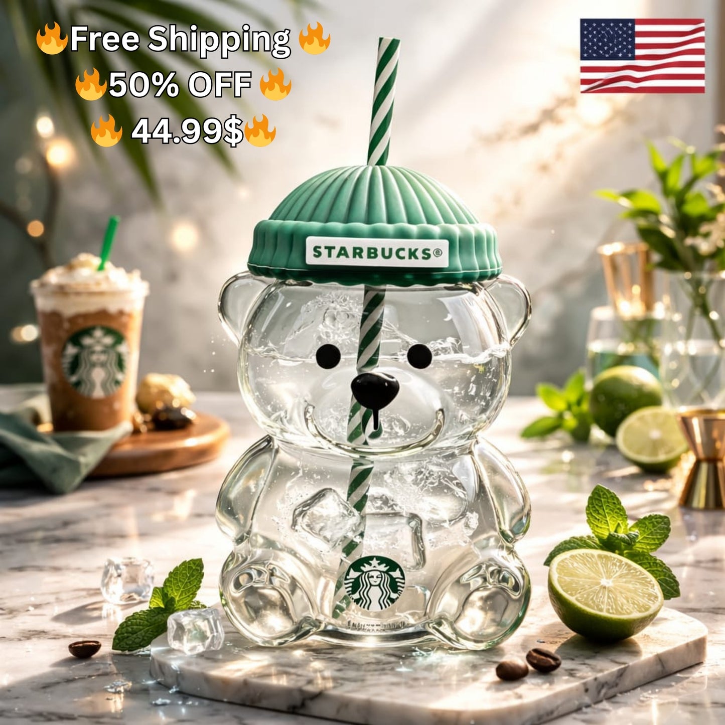 🔥 Limited Time Offer 🔥 50% OFF 🔥 Free Shipping 🔥 Premium Quality 2026 Glass Starbucks Bearista Bear Cold Cup Holiday Limited Edition.
