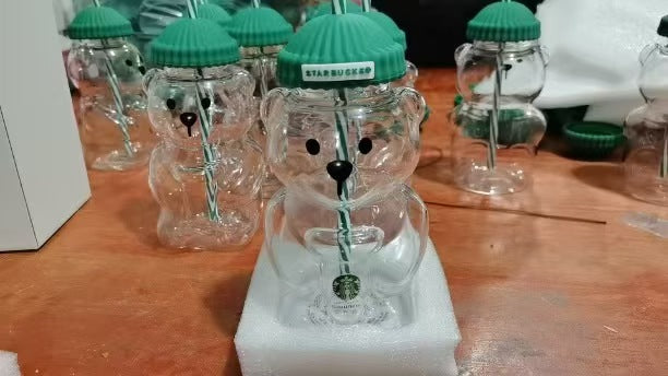 🔥 Buy One Get One Free 🔥 Star-bucks-2026 Barista Bear Glass Cup Coffee Mug Limited Edition